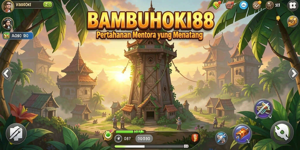 Tampilan gameplay BAMBUHOKI88 yang menarik dalam pertahanan menara.
