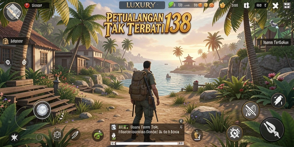 Screenshot gameplay LUXURY138 menampilkan karakter menjelajah dunia terbuka.