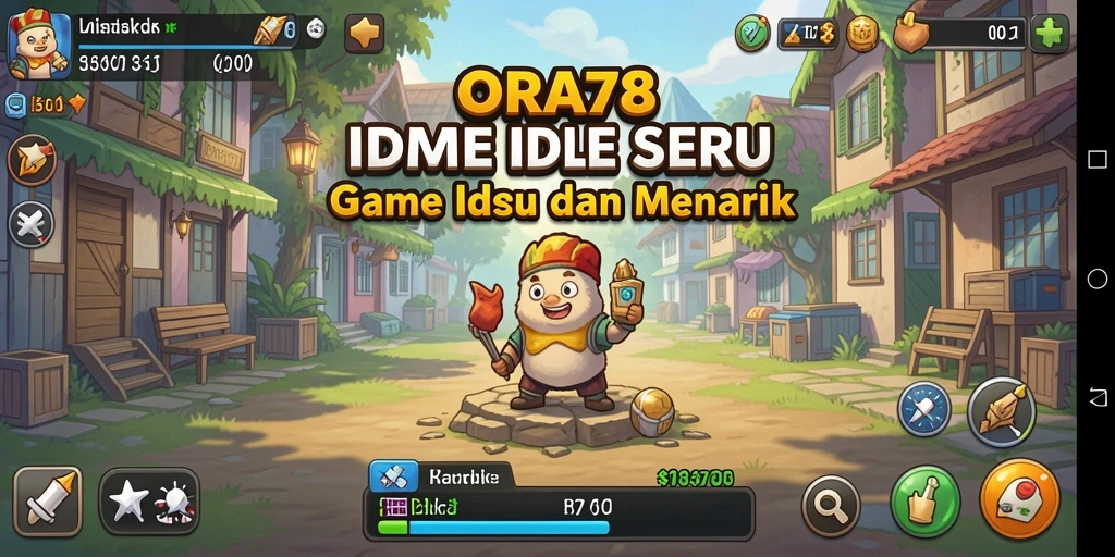 Screenshot utama ORA78 menampilkan karakter yang sedang mengumpulkan sumber daya.
