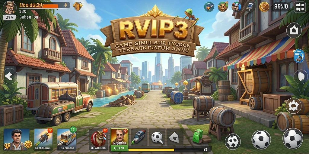 Screenshot gameplay RVIP3 menampilkan pengelolaan bisnis yang menarik.